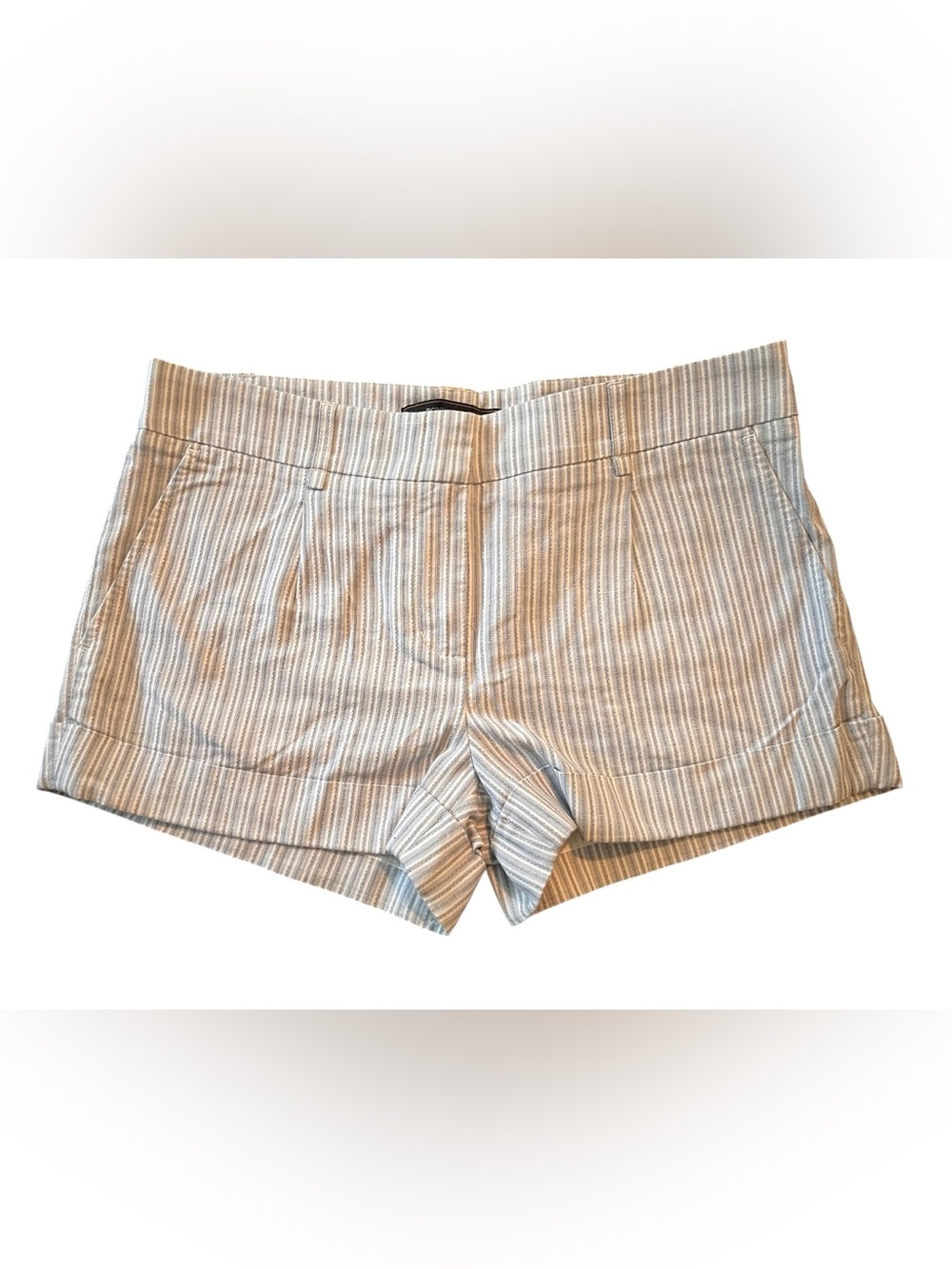 BCBGMaxAzria White and Light Blue Bermuda Shorts | GUC